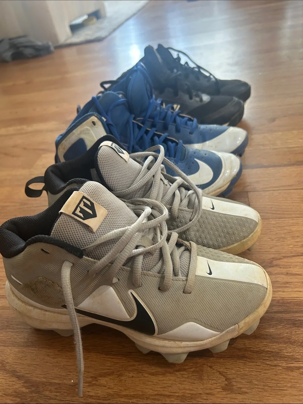 Nike Youth Baseball Cleats Lot – Gray, Blue, Black 3.5Y and 5Y